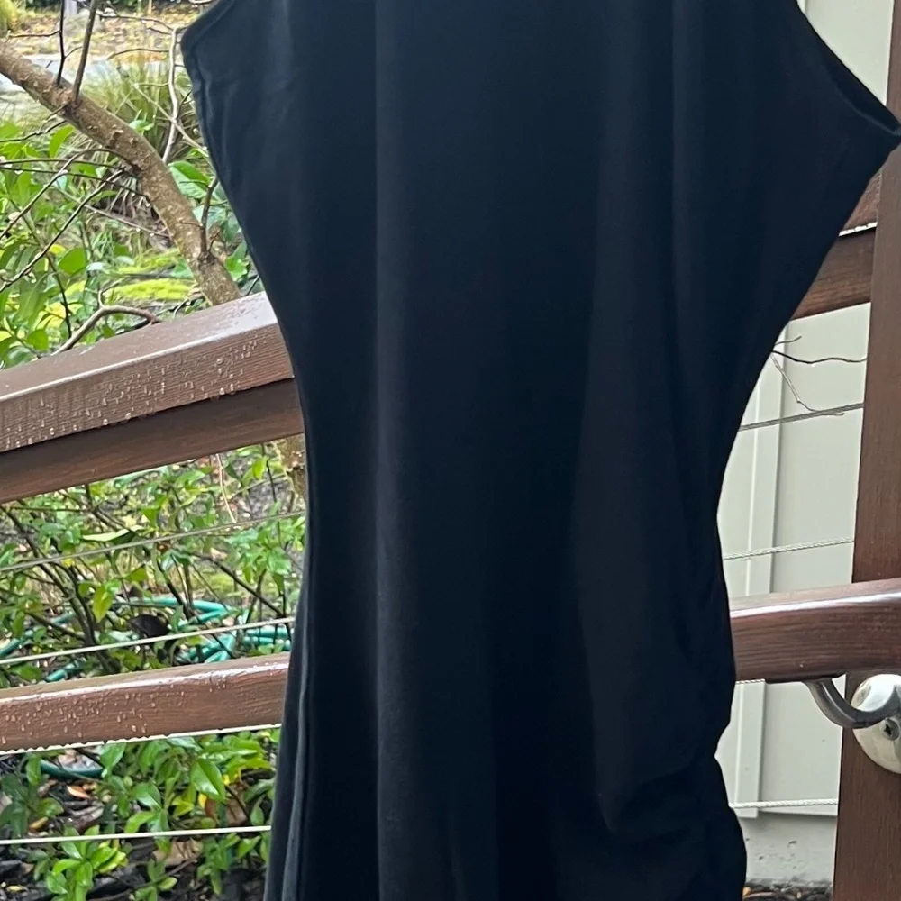 Pam and Gela Long Spandex Dress- Black- Ruched On One Side. - Picture 6 of 11